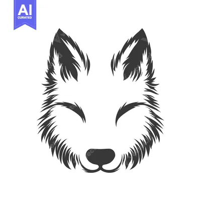 Aset premium populer: A Minimalistic Illustration Depicting The Face Of A Wolf