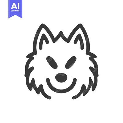 Aset premium populer: A smiling outline illustration of a friendly and fluffy animal face
