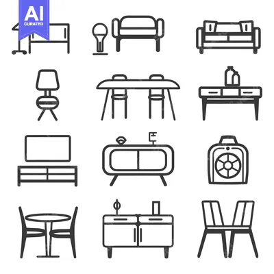 Premium design asset: Collection of minimalist line illustrations representing various home