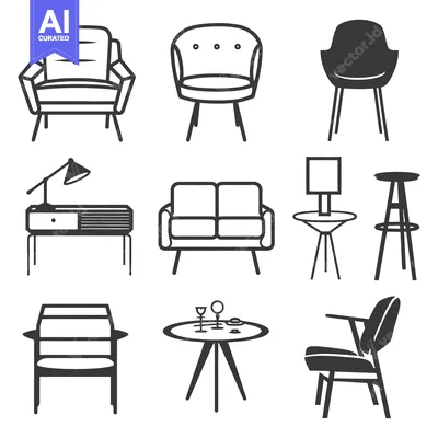 Premium design asset: Collection of furniture icons showcasing interior design elements and