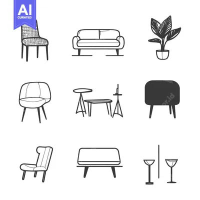 Various pieces of furniture and decorative elements are presented in t