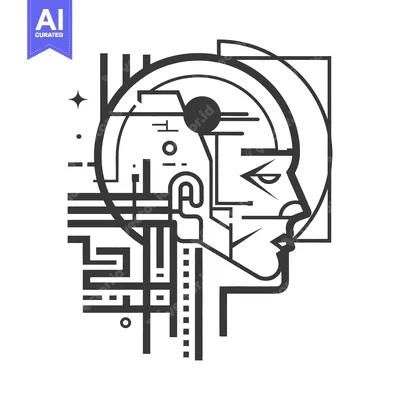 Aset desain premium: A digital line art illustration of a human profile