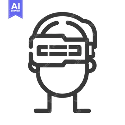 Aset premium populer: A black and white illustration of person wearing vr headset