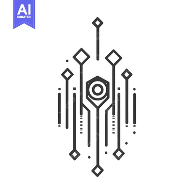 Aset desain premium: A symmetrical graphic design composed of geometric shapes and lines
