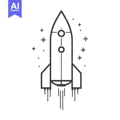 Aset premium populer: A sleek black and white rocket ship blasts into the outer space