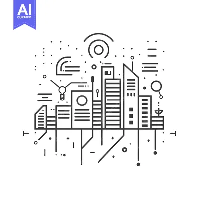Popular premium asset: Futuristic Cityscape with Abstract Geometric Elements and a Light Bulb
