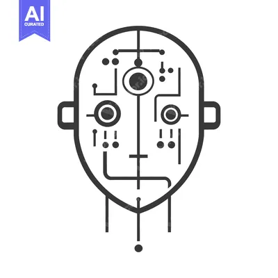 Popular premium asset: Simplified graphic illustration of a robotic face with digital circuit