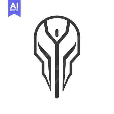 Aset premium populer: A minimalist futuristic helmet design displayed against a white backgr