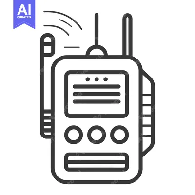 Aset premium populer: A simple black and white illustration depicting a walkie talkie
