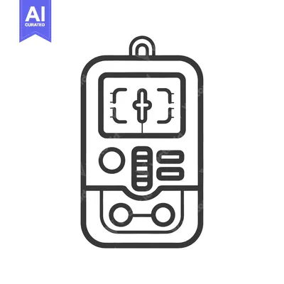 Aset desain premium: The illustration depicts a portable electronic device with controls an