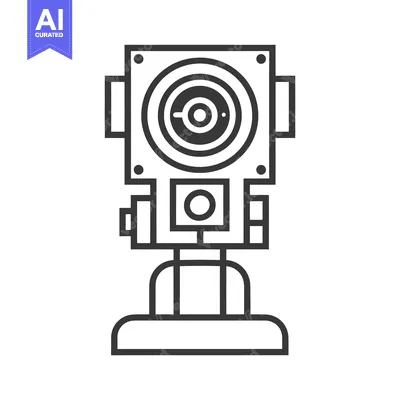 Aset premium populer: A geometric illustration of a surveying instrument device shown uprigh