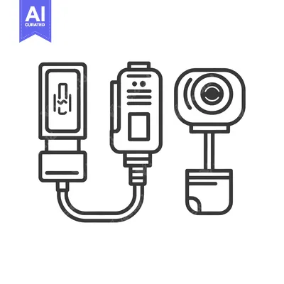 Aset desain premium: A vector illustration of a web camera connected with cables