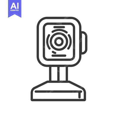 Premium design asset: A simple line drawing of a webcam on a stand