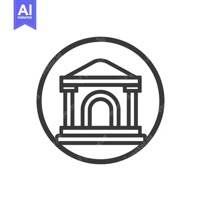 Aset premium populer: Minimalist Bank Icon: Classic Architecture in Circular Frame, Modern D