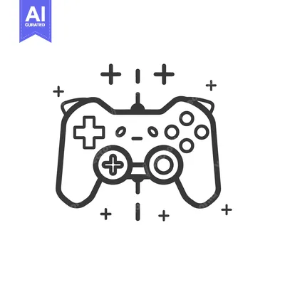 Aset desain premium: A simple black and white illustration of a gaming controller