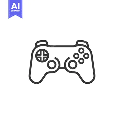 Premium design asset: A simple line drawing depicting a gaming console controller device