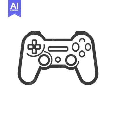Aset desain premium: A black and white illustrated representation of a game controller