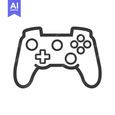 A graphic outline depiction of a video game controller