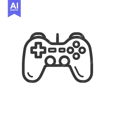 Aset desain premium: Minimalist Game Controller Icon with Bold Outline on White Background