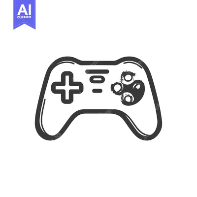 Premium design asset: Stylized Game Controller Icon with Brushstroke Texture on White Backgr