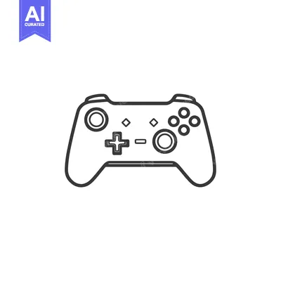 A simple outline illustration of a gaming controller on white