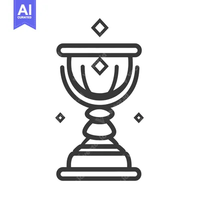 Aset premium populer: A simple black and white illustration of a trophy cup