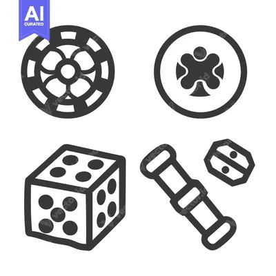 Aset desain premium: Simple illustrations of various items used in games of chance