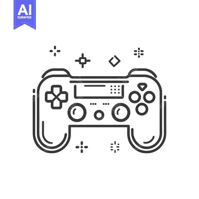 Aset desain premium: A black and white icon depicting a video game controller