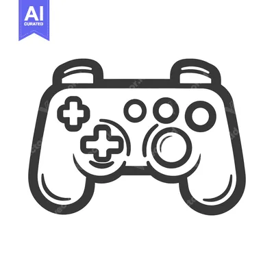 Aset desain premium: An illustrated black and white controller for video game consoles