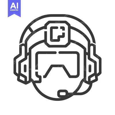 Aset premium populer: A graphic illustration of a helmet with headset and goggles