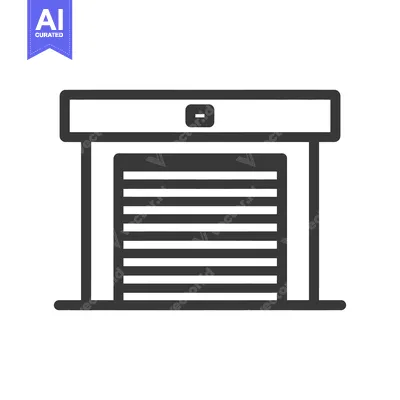 Aset desain premium: Minimalist Garage Door Icon: Bold Outline, Horizontal Slats, Modern De