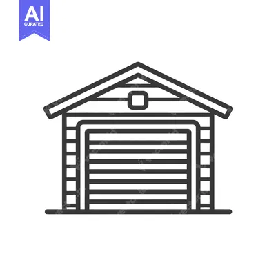 Aset premium populer: Minimalist Garage Icon: Simple Line Art Depicting Storage Structure