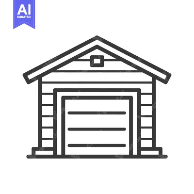 Premium design asset: Minimalist Garage Icon: Clean Line Art Depicting Storage Structure