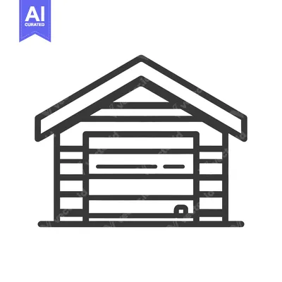 Aset desain premium: Minimalist Garage Icon: Simple Outline of a Storage Building