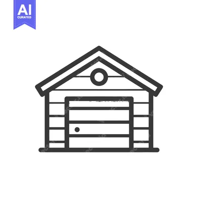 Aset desain premium: Simple Garage Icon: Minimalist Design with Clean Lines and Geometric S