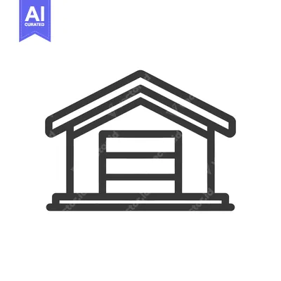 Aset premium populer: Minimalist Garage Icon: Simple Line Art Depicting Storage Structure