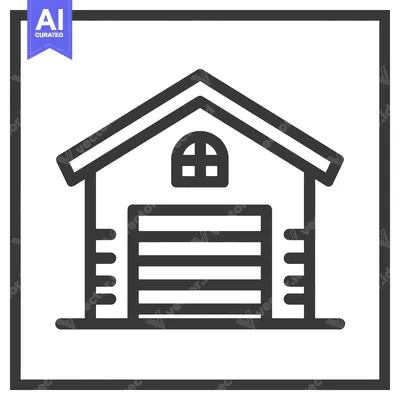 Premium design asset: Minimalist Garage Icon with Arched Window and Horizontal Door