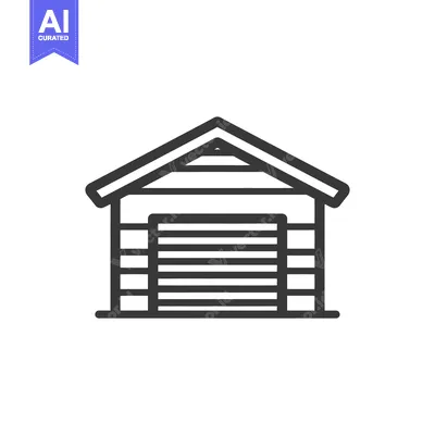 Aset premium populer: Minimalist Garage Icon: Simple, Clean Line Art Design