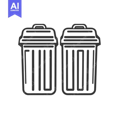 Aset desain premium: Two black and white trash cans are side by side