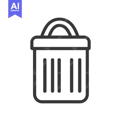 Aset desain premium: A simple black and white icon depicting a waste receptacle