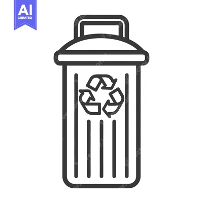 Aset desain premium: A Simple Line Drawing Depicting a Recycling Waste Container