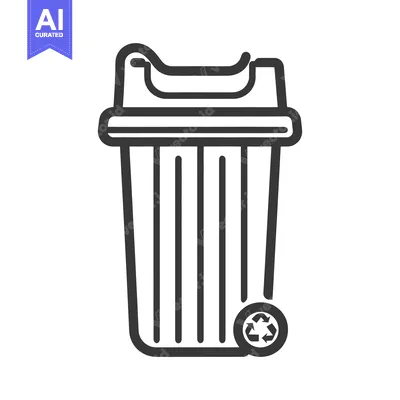 Aset premium populer: Black and white illustration of a recycling bin with wheels