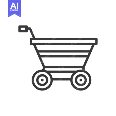 Aset desain premium: Minimalist Garden Cart Icon: Bold Outline on White Background
