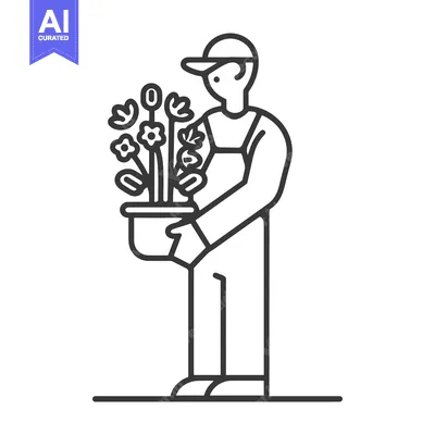 Aset premium populer: Gardener Holding Potted Flowers