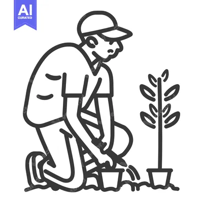 Aset premium populer: A person planting a small tree in the garden soil with care
