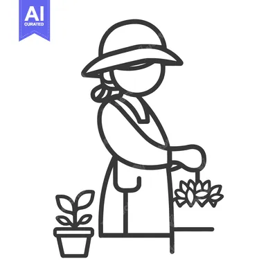 Aset premium populer: A person gardening holding flowers and tending a potted plant