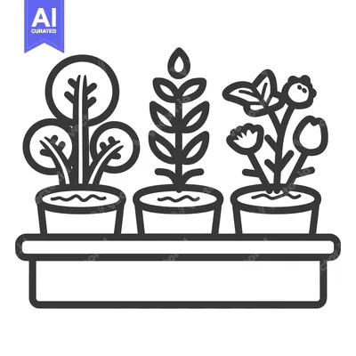 Popular premium asset: Three Potted Plants Sit Neatly on a Rectangular Garden Tray