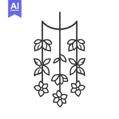 Aset premium populer: Simple Hanging Floral Arrangement Depicting Flowers and Leafy Vines