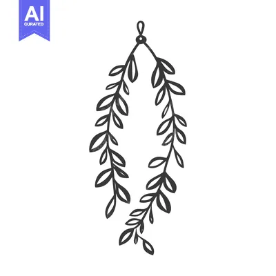 Premium design asset: Drawn decorative hanging leaves and stems creating elegant visual appe