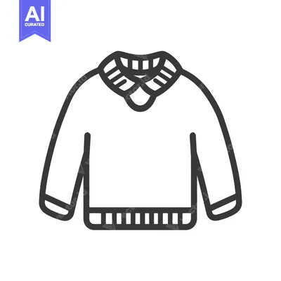 Black and white simple illustration of a collared sweater